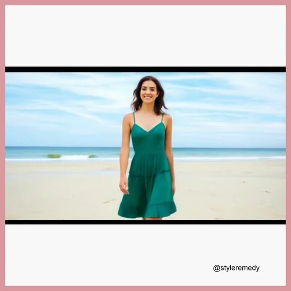 Floral Tiered Mini Dress Spaghetti Strap V Neck Backless with Pockets - Picture 7 of 7